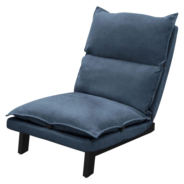 Chaise de sol ML-Design bleu rembourré en polyester avec dossier inclinable en 5 positions