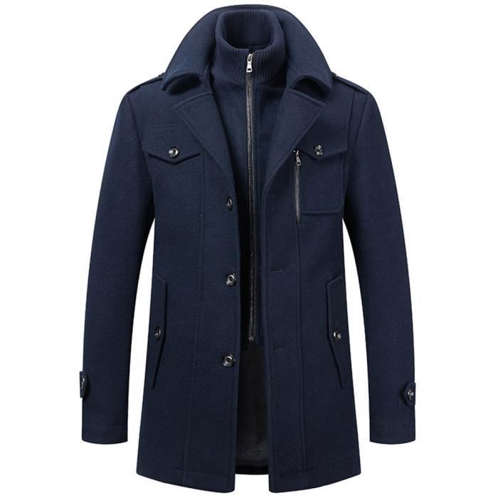 Manteau Homme Mi-long Hiver 2025 - Laine Chaude, Coupe Slim, Style Trench Classique Pour Business Et Ville