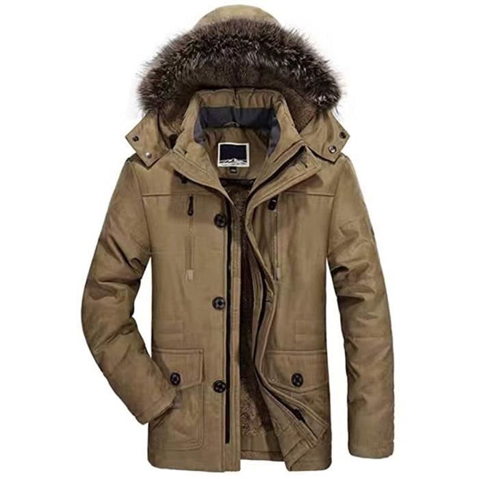 Parka Hiver Homme Manteau Hiver Chaud Veste Hiver Fourrure Capuche Veste  Parka Outdoor Blouson Vêtements Masculin