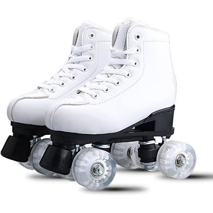 Patins à roulettes pour Femmes et Hommes,Roller Chaussure Quad Classiques  avec Roues LED Allumées en PU pour Patins A roulettes,Roller  Enfant,Adolescent et Adulte,Débutants en Extérieur (39, Blanche) :  : Sports et Loisirs