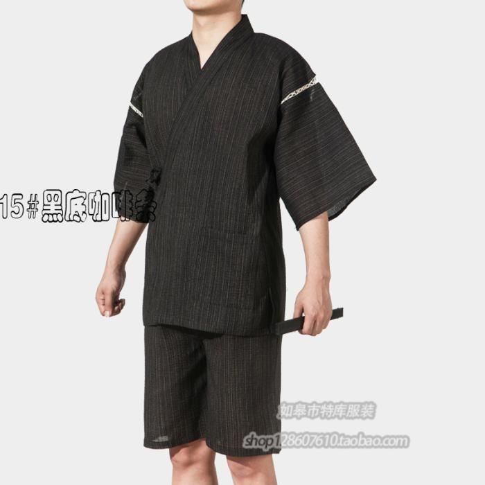 Kimono Japonais Hommes Plus La Taille Pyjamas Haut À Manches Courtes Et Pantalon Vêtements De Nuit Pyjama Ensemble 
