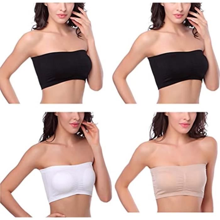 Bustier,Double-couche Allongé Sans Bretelles Soutien-gorge Amovible