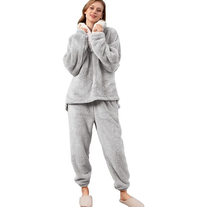 Pantalon de pyjama pour femme en polaire chaude avec poches 