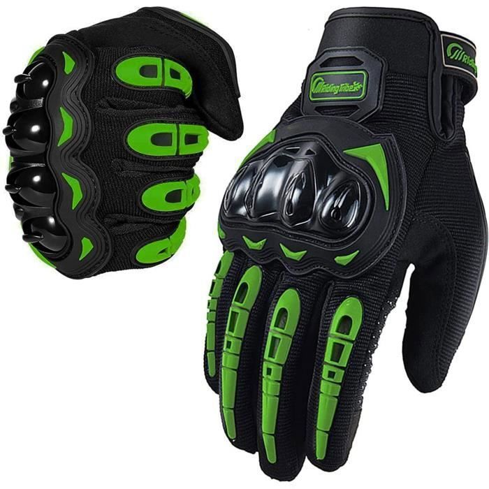 Gants Moto Tactile coque Protection Plein Doigt Moto, VTT, vélo, trotinette  , enduro, scooter - mi saison - NOIR VERT - M L XL XXL - Cdiscount Sport