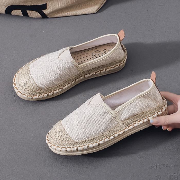 Espadrille Femme en Toile A ration Carreaux Bicolore Marque