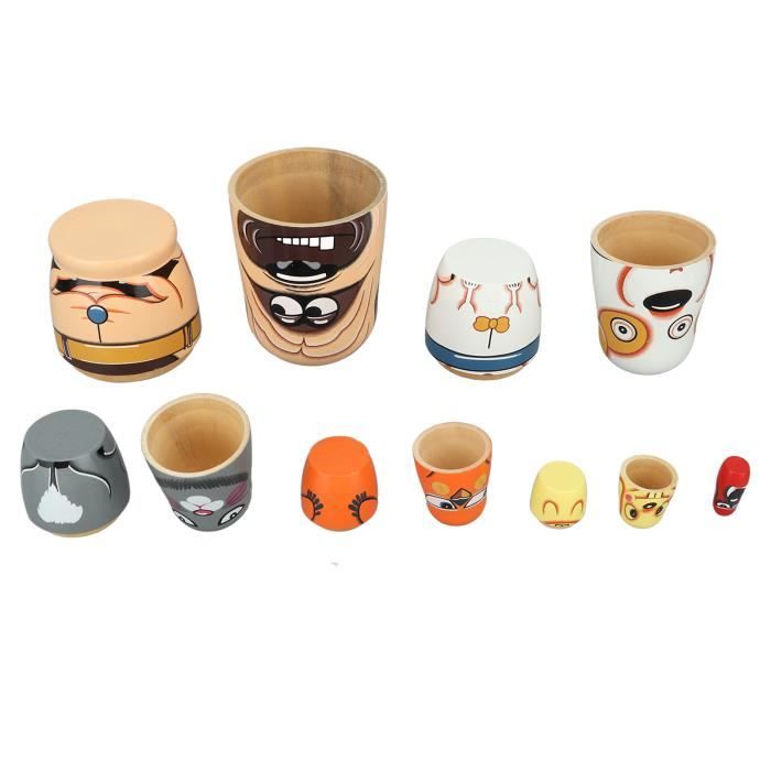 8 Poupées Russes Matryoshka En Bois – Empilables Animaux Dessin Animé, Jouet Éducatif Pour Enfants