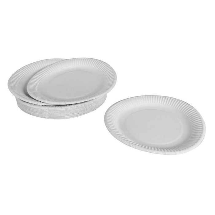 Assiette En Carton Ronde Blanc 23cm 600g/m² (600 Utés