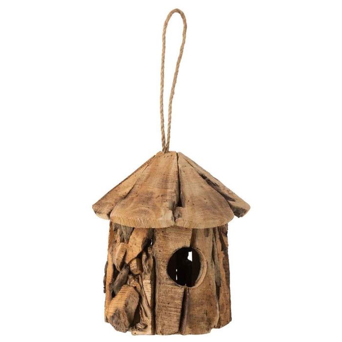 Nichoir pour Oiseaux en Bois Maison 27cm Naturel Marron