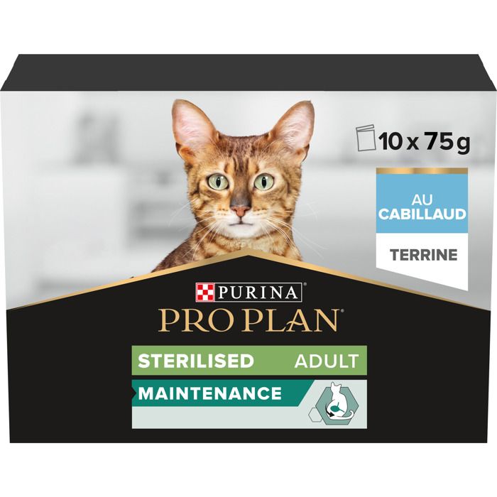PRO PLAN Adult STERILISED MAINTENANCE Terrine Cabillaud 75g Portions Repas pour chats adultes stérilisés PRO PLAN Adult STERILISED MAINTENANCE Terrine Cabillaud 75g Portions Repas pour chats adultes stérilisés