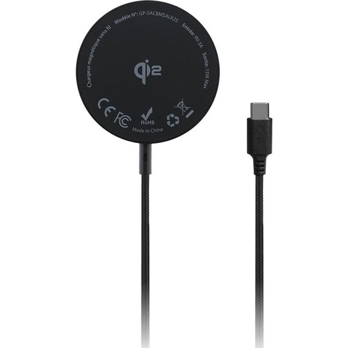 Pad Stand induc magnétique Phone+Buds Qi2 Bk