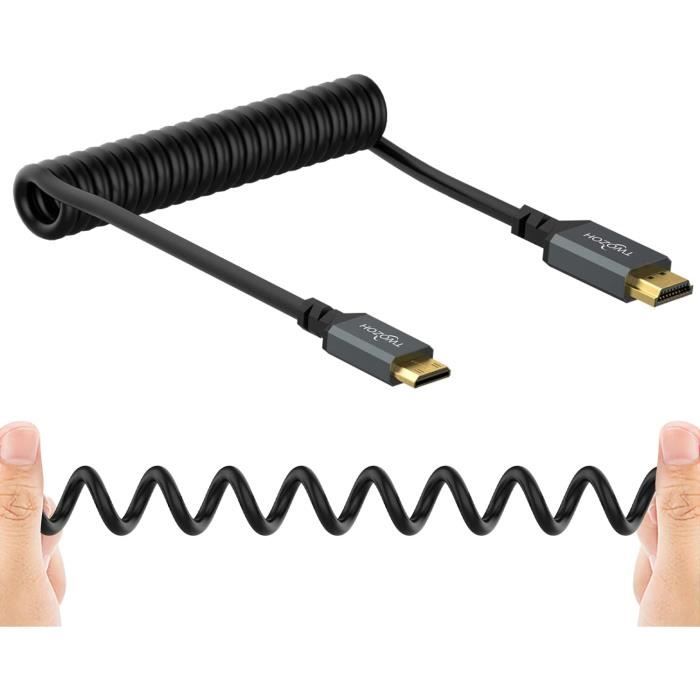 Thsucords Câble Mini HDMI Vers HDMI 1m - 4K 60Hz 18Gbps Ultra Fin Pour Caméscopes Nikon Canon