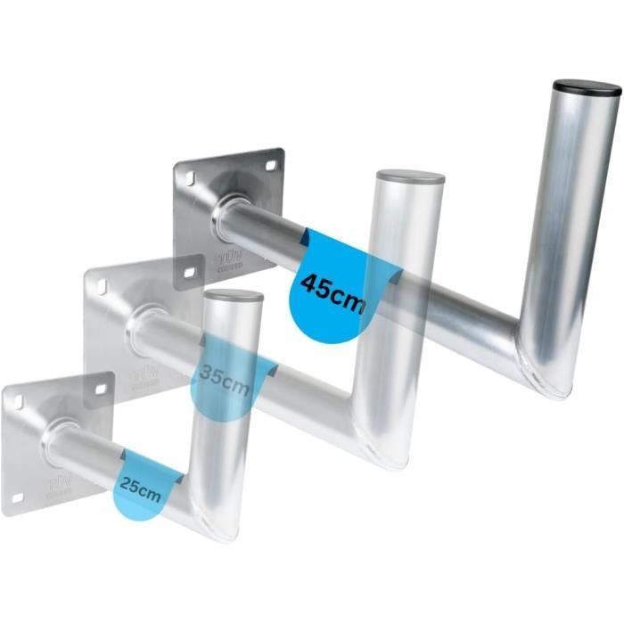 Support Parabole Satellite SCHWAIGER 25cm Aluminium - Fixation Murale TÜV 90cm | Résistant Aux Intempéries