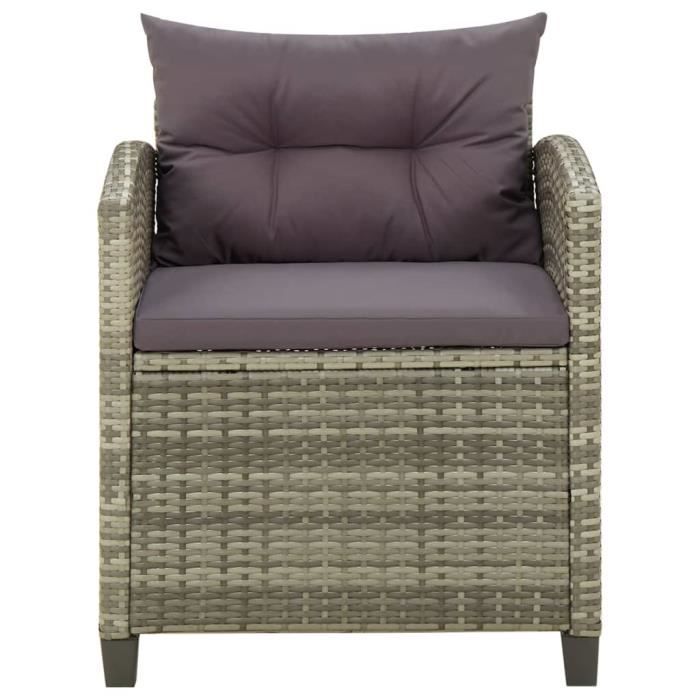Chaise de jardin - SURENHAP - J07088 - Résine tressée - Gris - Coussins inclus
