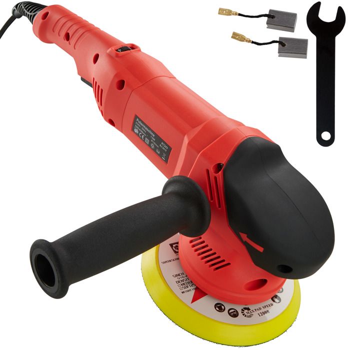 Lustreuse - TECTAKE - Polisseuse rotative en aluminium avec 3 accessoires 710 W 2200 - 6300 trs/min - Noir/Rouge