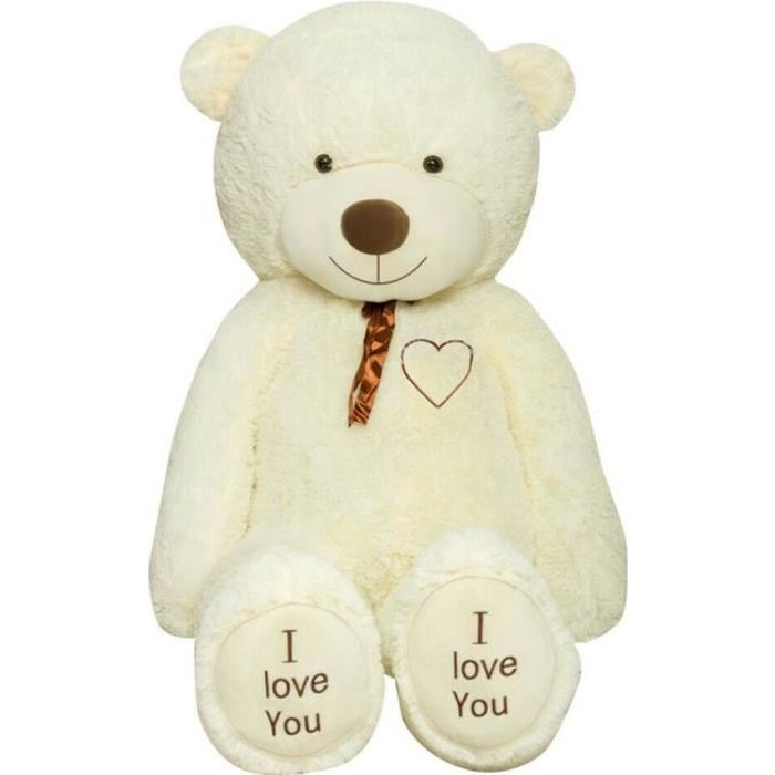 TEDBI Grand Ours en Peluche Geant Nounours gigantesque B01 I Love You Creme Vanille XXXL 200cm