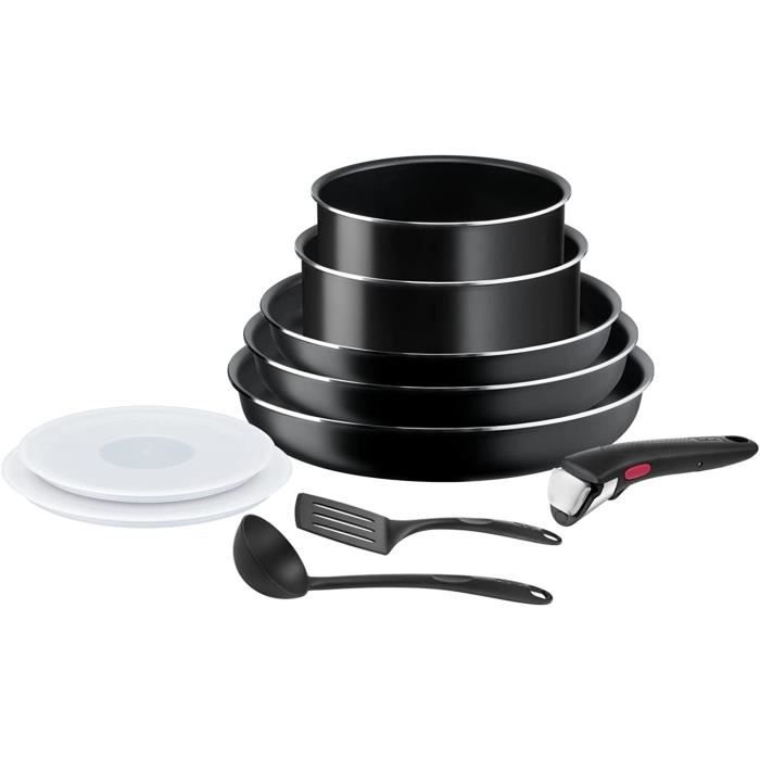 tefal ingenio easy on batterie de cuisine 10 pieces, revetement antiadhesif, indicateur de demarrage de cuisson, base de diff