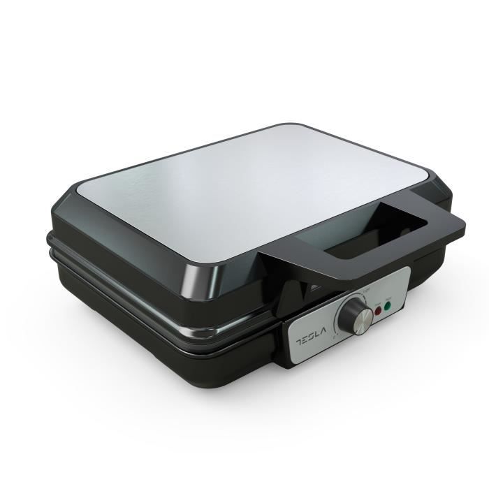 TESLA - WM200BX - Gaufrier - Puissance 1000 watts - Taille plaque (230x168mm) - Température (140-220°) - Inox Noir