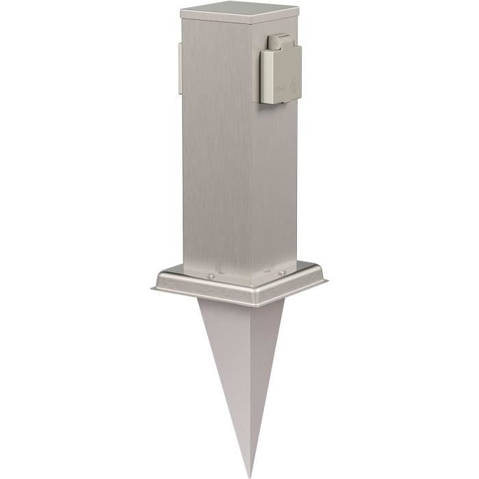 Colonne De Prises De Jardin Pock Avec Piquet De Terre Et 2M De Câble Pour L'Extérieur, Ip44, 2X