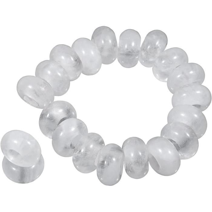 Lot De 10 Perles Rondelles En Cristal De Roche Quartz - 5-9mm - Blanc Transparent