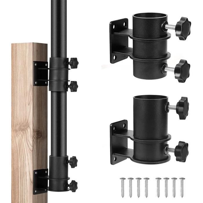 Support de parasol de terrasse Base et support de parasol extérieur Base de support de parasol avec bouton réglable Plage de réglage de la balustrade (2 ,5 - 6,1 cm) Diamètre du parasol