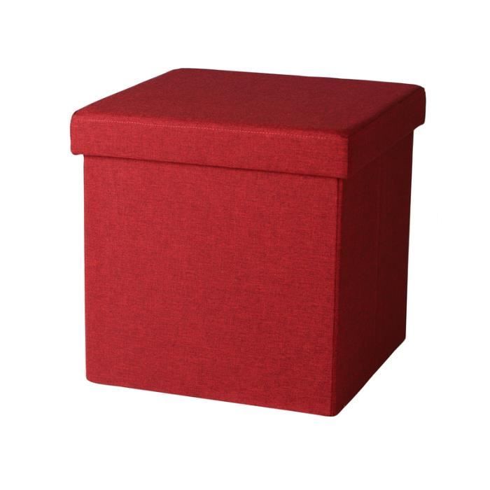 poufs et petits tabourets - pouf de rangement pliable en tissu "kube" - rouge - l 38 x p 38 x h 38 cm