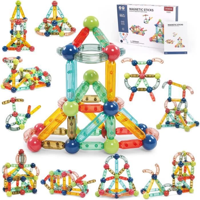 VATOS Blocs de Construction Magnétiques 60PCS Jouet Montessori Magnétique  de 3-8 ans STEM Jouet Magnétique Enfants Cadeaux Enfant - Cdiscount Jeux -  Jouets