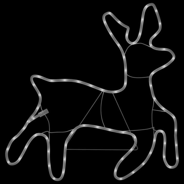 Lot De 2 Décorations De Noël LED En Forme De Renne - Guirlande Lumineuse Avec Télécommande Et Minuterie - Blanc Chaud - Pour Intérieur/extérieur - 3