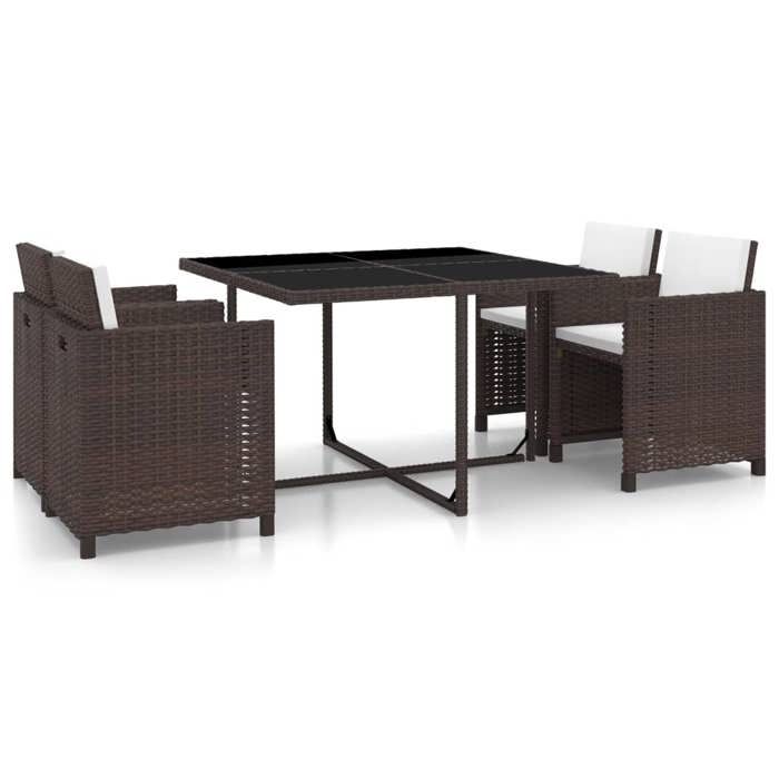 vidaXL Ensemble à Dîner d'Extérieur 5 pcs et Coussins Mobilier de Salle à Manger de Jardin Table et Chaises de Repas de 3094934