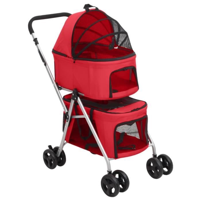Poussette Pour Chien VidaXL 2 Niveaux – Tissu Oxford, Capacité 15 kg