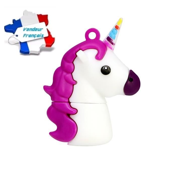 Clé USB Licorne 16Go – Tendance – Flash Drive – Blanc – Générique