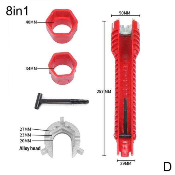 Lot De 7 Clés De Plomberie - Kit Outils Pour Robinet, Évier Et Baignoire - Accès Étroit Avec Douilles Et Manches
