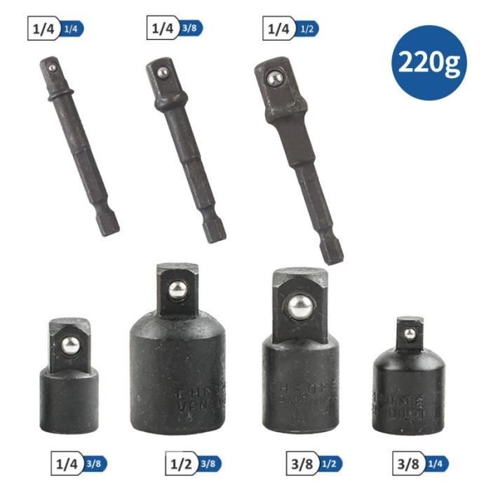 4pcs Jeu De Tournevis à Douilles 1/2", 3/8", 1/4" Adaptateurs