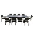 Ensemble table et chaises de jardin extensible en aluminium anthracite 216/300cm - AVRIL PARIS-1