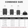 Kono Ensemble de valises légères en ABS rigide avec serrure TSA + sac cabine Ryanair 40 x 20 x 25 cm, turquoise, 4 Piece Set,Noir-1