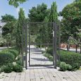 SONGMICS Portillon en fer galvanisé - Portail de clôture - Porte de jardin robuste et durable - 106 x 200 cm (L x H) Gris GGD200GY-1