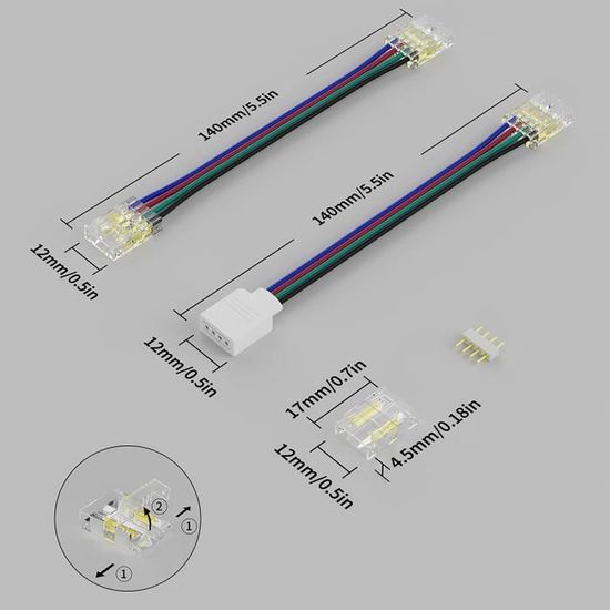 Connecteur Angle pour Ruban LED COB 48V 10mm - Cdiscount Maison