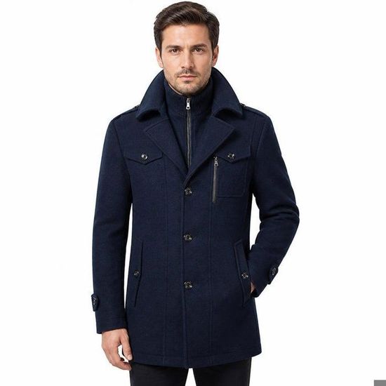 Manteau Long Homme En Laine Et Polyester – Trench Coat Classique Pour L’hiver – Coupe Slim, Chaud Et élégant Pour Extérieur