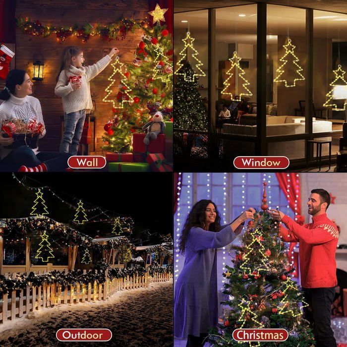 Newtic Luières De Décoration De Noël 3PCS Luière De Fenêtre à Ventouse LED LED Lape Ventouse