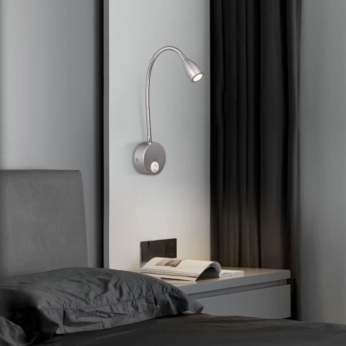 Lampe De Lecture Murale JZCDR – Bras Flexible 28 Cm, Tête Zoomable, Lumière Chaude 3000K, 3W, Pour Chevet Ou Bureau