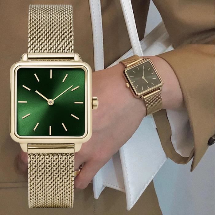 Montres Montre carr e de luxe en or pour femmes Quartz la mode