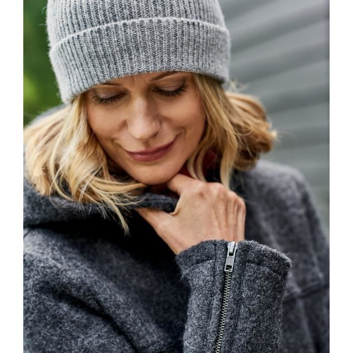WoolOvers Manteau a capuche en laine bouillie Femme Pure Laine Anthracite Anthracite Cdiscount Pret a Porter