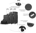 Kono Ensemble de valises légères en ABS rigide avec serrure TSA + sac cabine Ryanair 40 x 20 x 25 cm, turquoise, 4 Piece Set,Noir-2