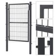 SONGMICS Portillon en fer galvanisé - Portail de clôture - Porte de jardin robuste et durable - 106 x 200 cm (L x H) Gris GGD200GY-2