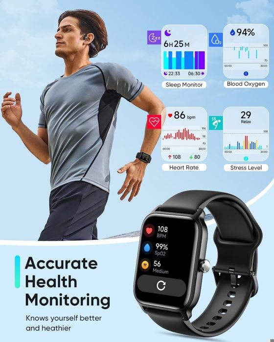 Montre Connectée avec Appel Bluetooth, Alexa Intégré, 1,8