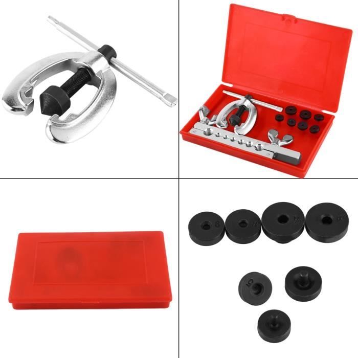 Matrices évasement 3/16 à 5/8 Pouce Kit Dudgeonnière, 11 Pièces Outil D' évasement De Tuyaux En Cuivre, Outil De Pliage De Tuyau De Frein Kit D'outils D'évasement De Réparation De Tuyau De Carburant