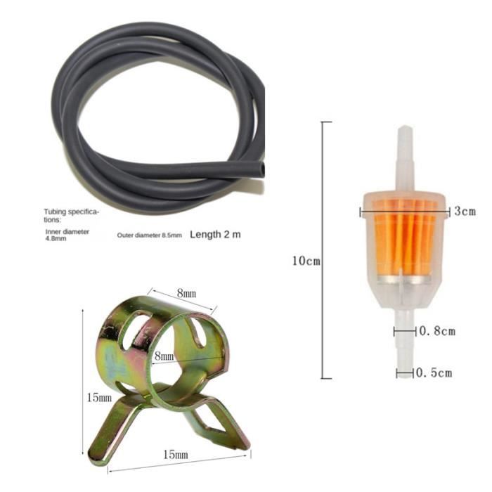 Kit Durite Essence 2m Avec Filtre - 8mm - Pour Voiture, Moto - Caoutchouc Résistant