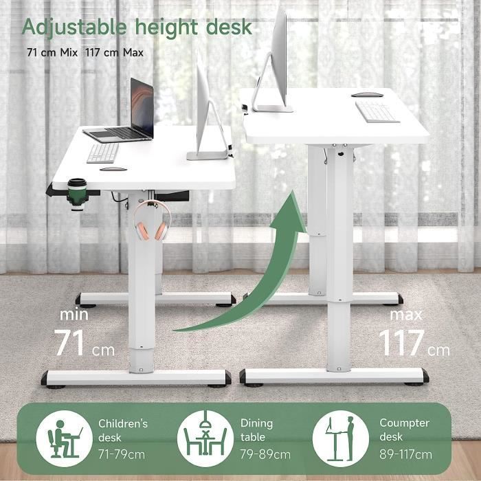 Bureau Debout Mobile Dripex - Réglable Hauteur Pneumatique - 71-112cm - 4 Roulettes - Noir