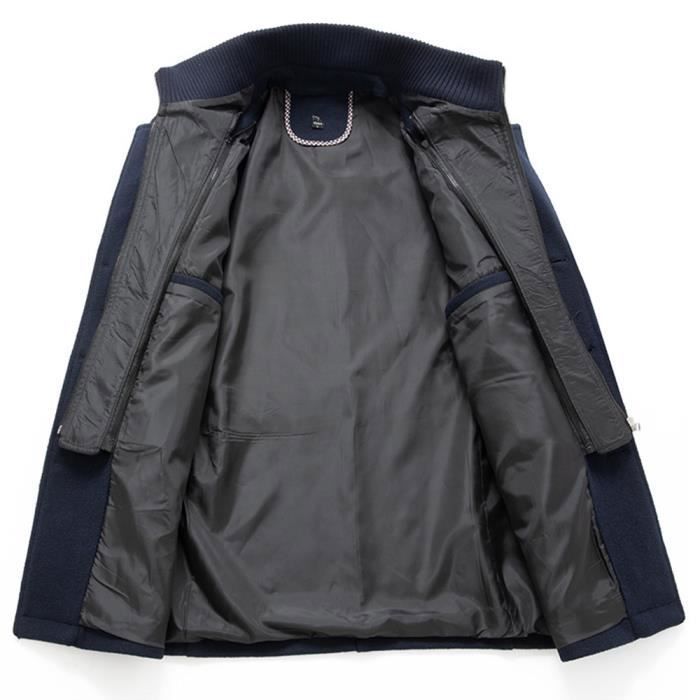 Manteau Long Homme Hiver En Laine Et Polyester - Trench Coat Classique, Coupe Slim, Chaud Et élégant