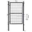 SONGMICS Portillon en fer galvanisé - Portail de clôture - Porte de jardin robuste et durable - 106 x 200 cm (L x H) Gris GGD200GY-3