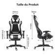 Chaise de Bureau Fauteuil Gamer Réglable Ergonomique Inclinable à 180° avec Repose-pied Appui-tête Support lombaire-3